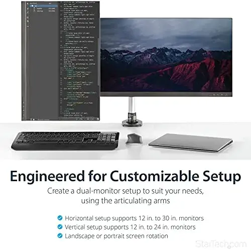 Startech ARMDUAL30 Suporte de Mesa 30″ Preto