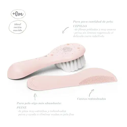 Suavinex Conjunto Escova + Pente Rosa Macio para Recém-nascidos