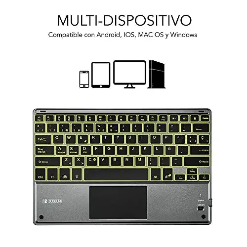 Subblim Smart Backlit Bluetooth Teclado Touchpad Cinzento Preto