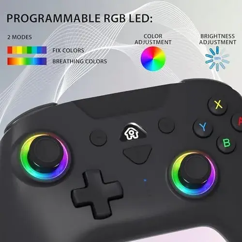 Subsonic Comando Sem Fios LED RGB Preto Switch Nintendo