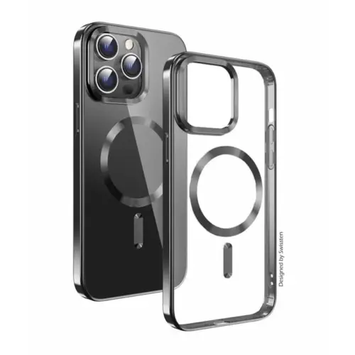 SWISSTEN iPhone 15 Transparente Metalizado Preto