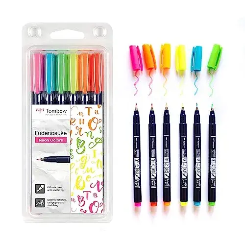 Tombow Canetas de Feltro Fudenosuke Core Fluorescentes