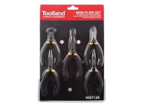 Toolland Alicates de Eletricista Conjunto com 5 Peças de Aço CRV Amarelo