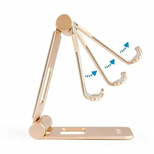 TooQ Suporte de mesa ajustável para smartphones e tablets até 10″ dourado