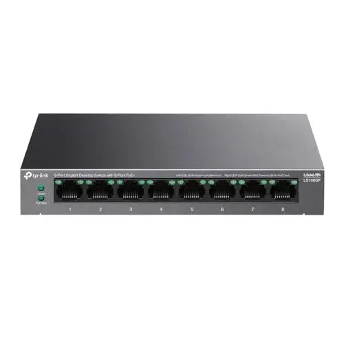 TP-Link LS108GP Switch Não-Gerido Gigabit Ethernet 8 Portas Preto