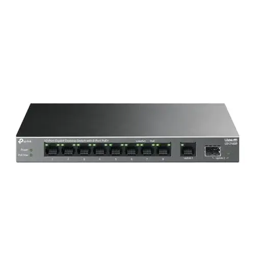 TP-Link LS1210GP Switch de Rede Gigabit 10 Portas PoE Preto