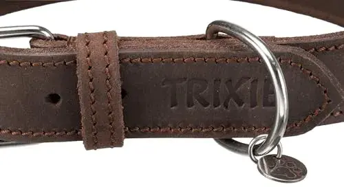 Trixie Coleira Rustic em Couro Castanho Escuro M