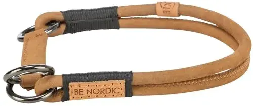Trixie Coleira Semi-Estranguladora Be Nordic em Pele L-XL Castanho Claro