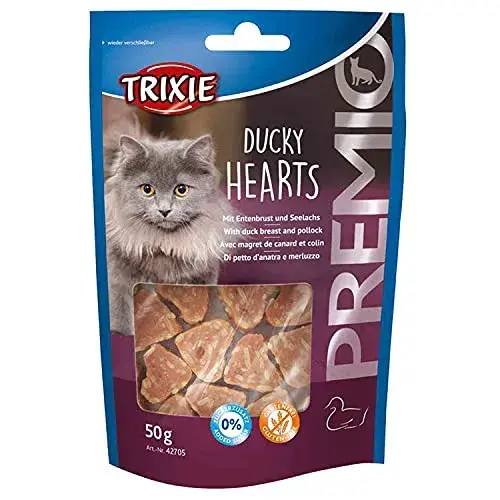 Trixie Premio Hearts com Pato e Peixe 50g Embalagem