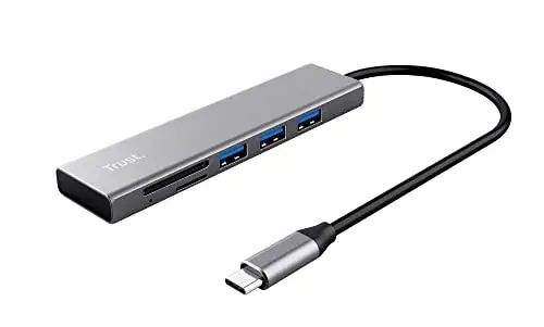 Trust Hub USB-C Rápido e Leitor de Cartão USB 3.2 Gen 1 5 portas