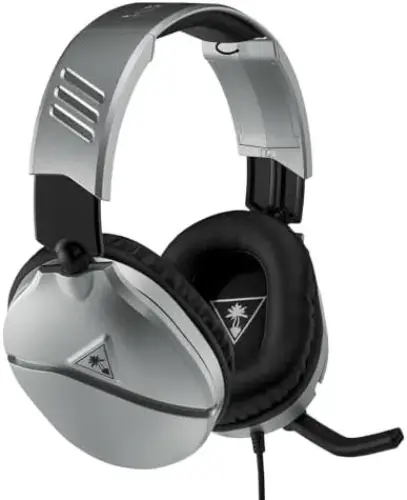 Turtle Beach Recon 70P Binaural {Conforto leve, Microfone rebatível} Preto e Prateado