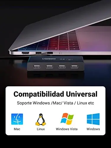 Ugreen Switch USB 2.0 4 Portas 2 Entradas e 4 Saídas