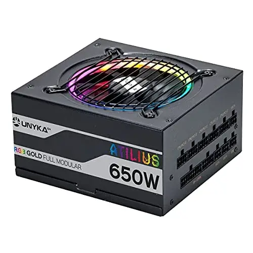 Unyka 650W Fonte Alimentação RGB Gold Preto