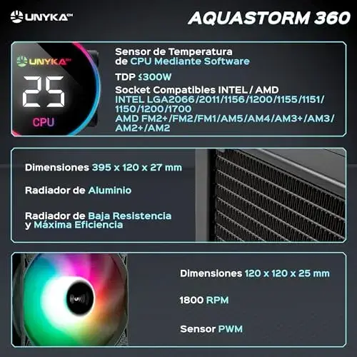 Unyka Water Cooling Aquastorm 360 RGB