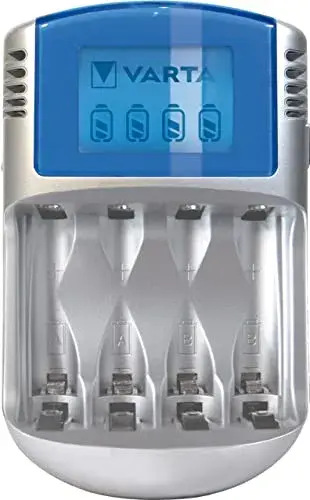 Varta Carregador de Pilhas AA AAA USB LCD Azul