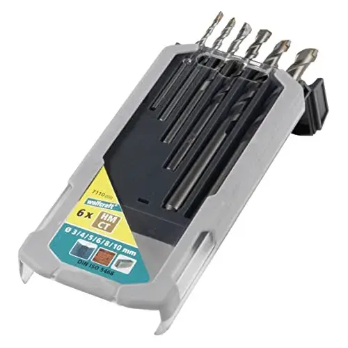 Wolfcraft Conjunto de Brocas Betão 6 Unidades com Ângulo de 130°