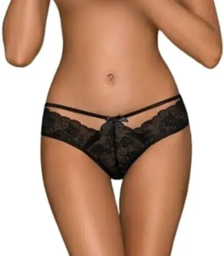 Penthouse Adore Me Panties Floral Renda Delicada Preto L/Xl