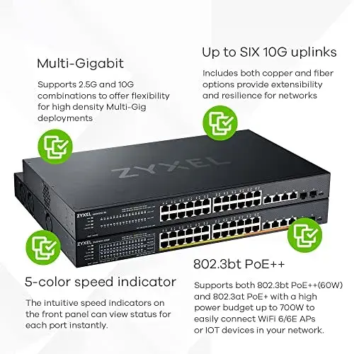 Zyxel XMG1930-30HP Switch de Rede Multigigabit 28 Portas PoE++